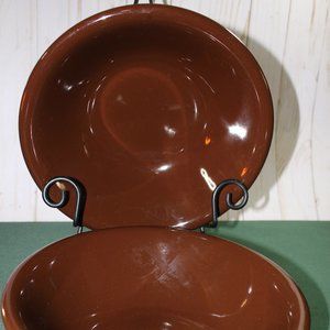 2 LARGE BROWN SERVING BOWLS Vintage in great shape
